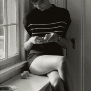 Maeve Black and White Striped Women's Sweater